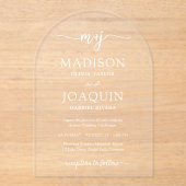 Einfache, stylische Skriptinitialen Hochzeitstil Acryleinladungen (Vorderseite)