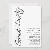 Einfache Stylish Script Schwarz-weiß Graduation Pa Einladung (Vorderseite)