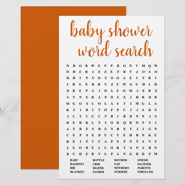 Einfache Suche nach Baby Word | Fall Orange Game C (Vorne/Hinten)
