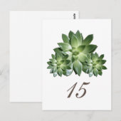 Einfache Sukkulente Hochzeitskarte Tischnummer Pos (Vorne/Hinten)