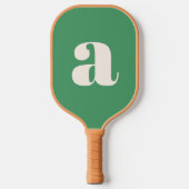 Einfache Summer Green Bold Retro Monogram Initial Pickleball Schläger (Vorderseite)