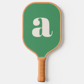 Einfache Summer Green Bold Retro Monogram Initial Pickleball Schläger (Rückseite)