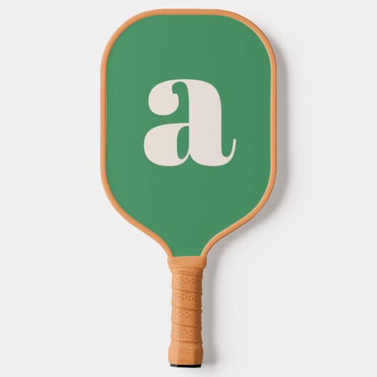 Einfache Summer Green Bold Retro Monogram Initial Pickleball Schläger (Rückseite)