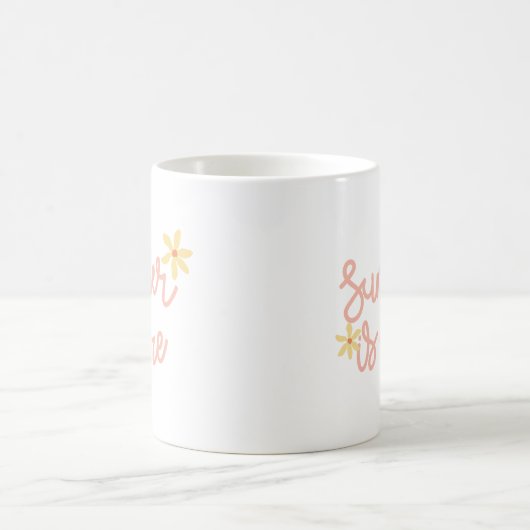 Einfache Sunshine Summer Pastel Pink Script Gelb Kaffeetasse (Mittel)