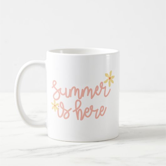 Einfache Sunshine Summer Pastel Pink Script Gelb Kaffeetasse (Links)