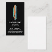 Einfache Surfbrett in schwarz Visitenkarte (Vorne/Hinten)