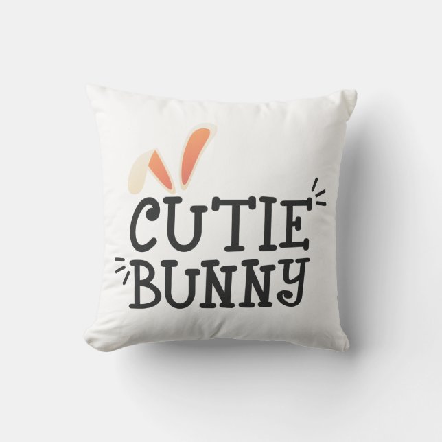Einfache Süsse Bunny Oaster Typografy Throw Kissen (Vorderseite)