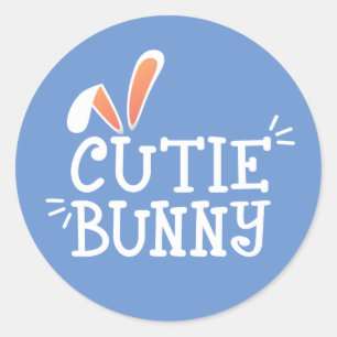 Einfache Süsse Bunny Oaster Typograph   SIEGEL Runder Aufkleber