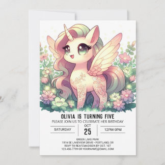 Einfache süße Einhorn Digital Geburtstag Einladung