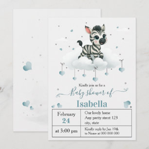 Einfache süße kleine Zebrababy-Party Einladung