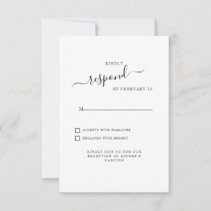 Einfache Swash White Wedding RSVP