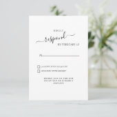 Einfache Swash White Wedding RSVP Karte (Stehend Vorderseite)
