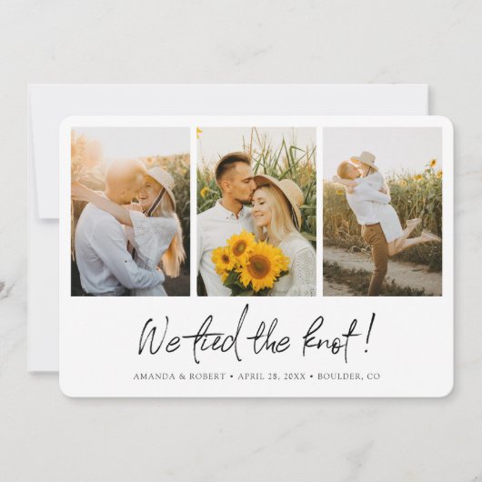 Einfache Sweet Multi Foto Collage Hochzeit Ankündigung (Vorderseite)