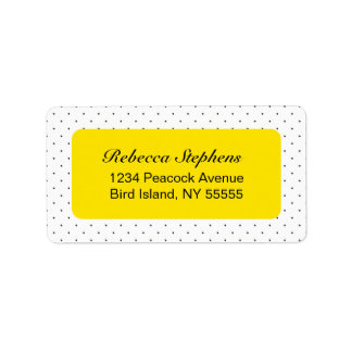 Einfache Sweet Polka Dot - Gelb und Schwarz Adressaufkleber
