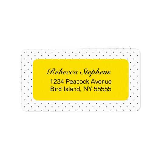 Einfache Sweet Polka Dot - Gelb und Schwarz Adressaufkleber (Vorne)