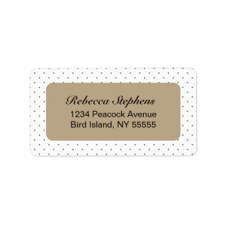 Einfache Sweet Polka Dot- Tan und Schwarz Adressaufkleber