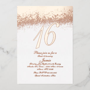 Einfache Sweet Sixteen Gold geprägt Glitter Folie Folieneinladung