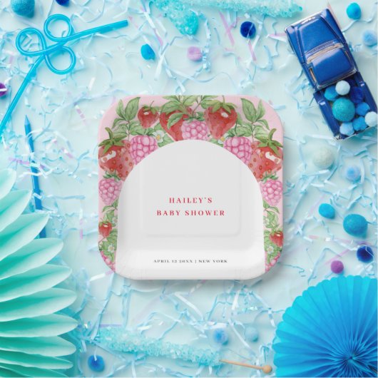 Einfache Sweet Strawberry Arch Baby Dusche Pappteller (Party)