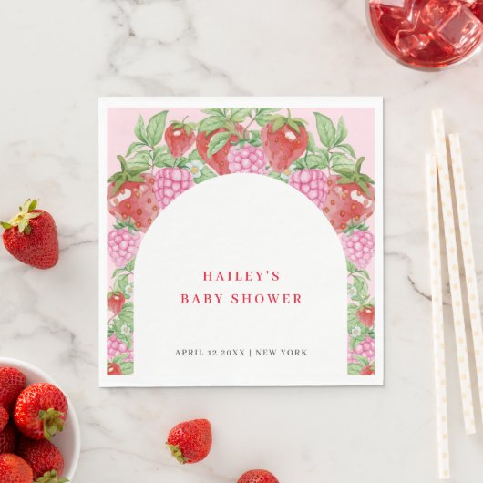 Einfache Sweet Strawberry Arch Baby Dusche Serviette (Beispiel)