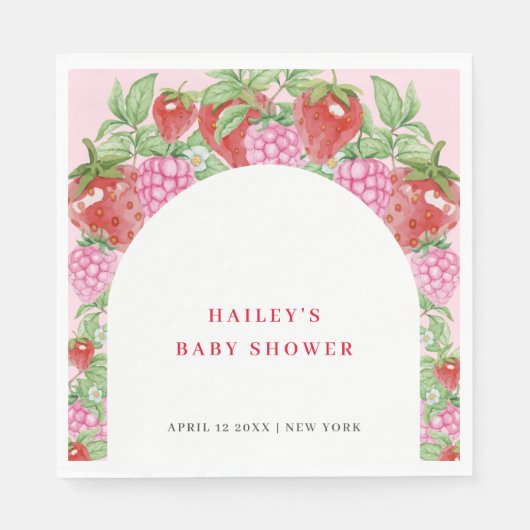 Einfache Sweet Strawberry Arch Baby Dusche Serviette (Vorderseite)