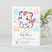 Einfache Sweet Tiger Baby Dusche Einladung (Stehend Vorderseite)