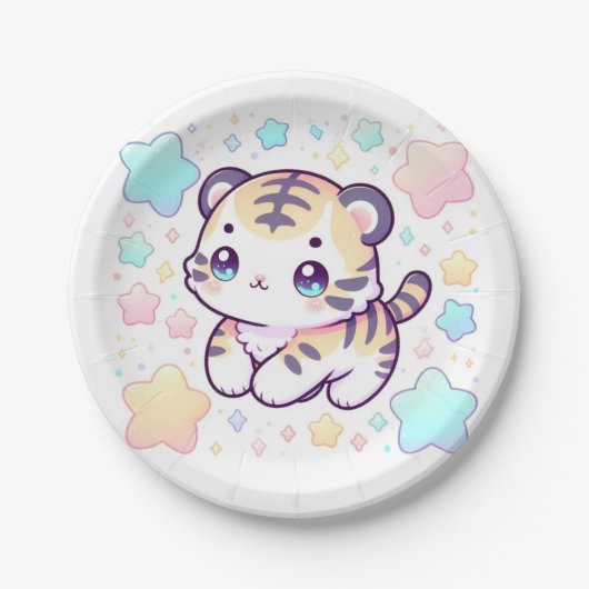 Einfache Sweet Tiger Baby Dusche Pappteller (Vorderseite)