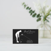 Einfache Swing Silhouette Black Golf Instructor Visitenkarte (Stehend Vorderseite)