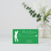 Einfache Swing Silhouette Green Golf Instructor Visitenkarte (Stehend Vorderseite)