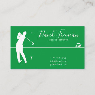 Einfache Swing Silhouette Green Golf Instructor Visitenkarte