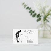 Einfache Swing-Silhouette White Golf Instructor Visitenkarte (Stehend Vorderseite)