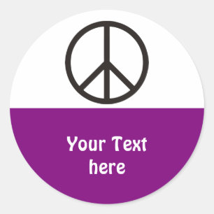Einfache Symbole - PEACE + Ihr Text und Ihre Ideen Runder Aufkleber