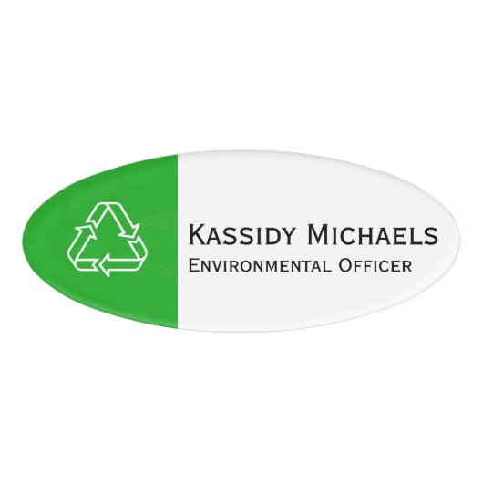 Einfache Symbole - RECYCLE + Ihre Texte und Ideen Namenschild (Vorderseite)