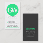 Einfache tadellose grüne graue Kreis-Visitenkarten Visitenkarte (Vorne/Hinten)