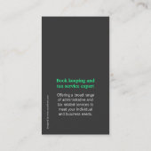 Einfache tadellose grüne graue Kreis-Visitenkarten Visitenkarte (Rückseite)