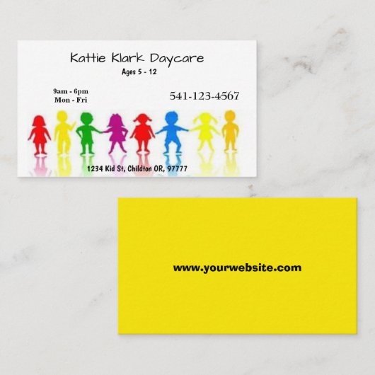 Einfache Tagesbetreuungskarten Visitenkarte (Vorne/Hinten)