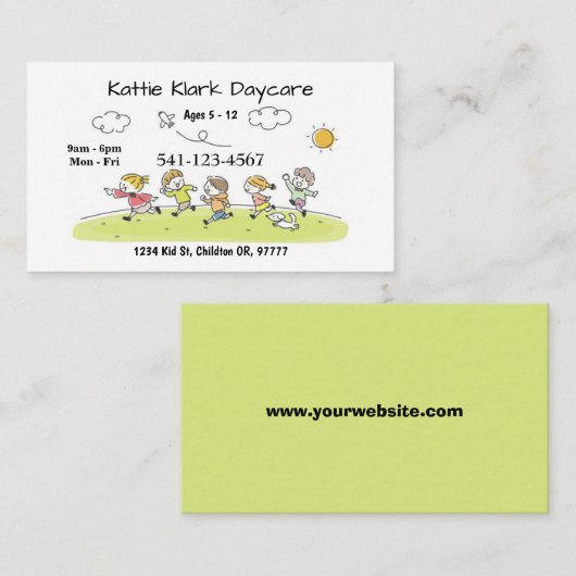 Einfache Tagesbetreuungskarten Visitenkarte (Vorne/Hinten)