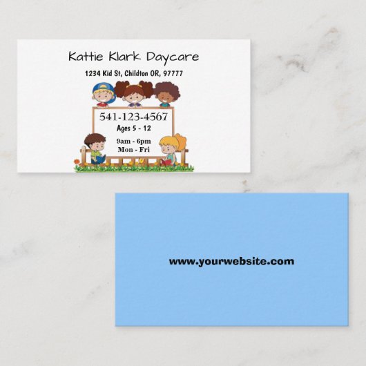 Einfache Tagesbetreuungskarten Visitenkarte (Vorne/Hinten)