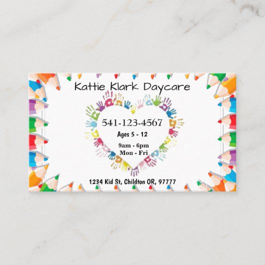 Einfache Tagesbetreuungskarten Visitenkarte (Vorderseite)