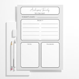 Einfache tägliche Planung zur Auflistung von Famil Notizblock