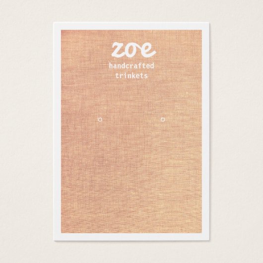 Einfache Tan Linen-Ohrring-Display-Karte (Vorderseite)