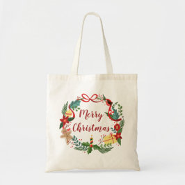 Einfache Taschen-Tasche frohe Weihnachtenwreath-| Tragetasche