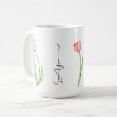 Einfache Tasse Tulip Floral Monogram (Vorderseite Links)
