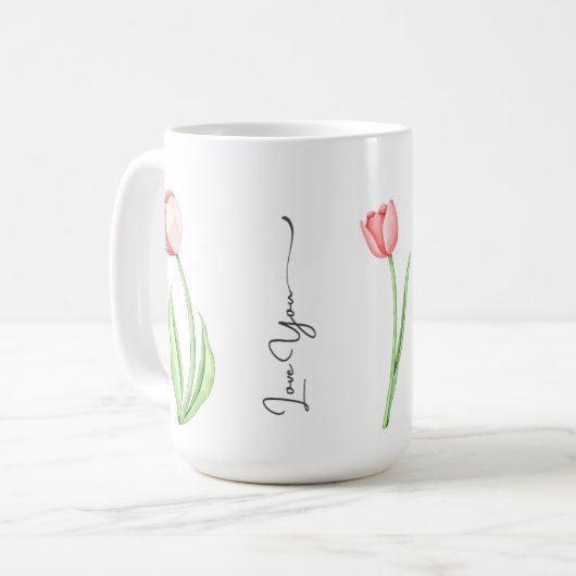 Einfache Tasse Tulip Floral Monogram (Vorderseite Links)