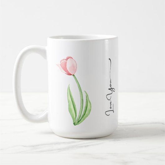 Einfache Tasse Tulip Floral Monogram (Links)