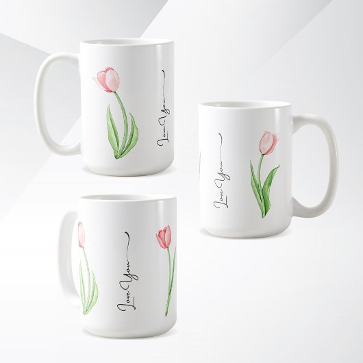 Einfache Tasse Tulip Floral Monogram