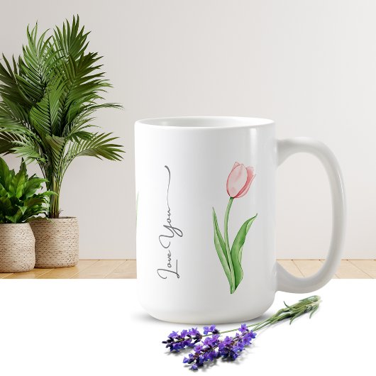 Einfache Tasse Tulip Floral Monogram