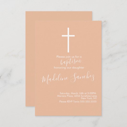 Einfache Taufe Cross Baby Dedication Einladung (Vorne/Hinten)