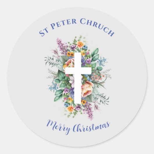 Einfache Taufe Frohe Weihnachten individuelle Name Runder Aufkleber (Vorderseite)