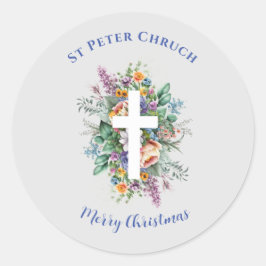 Einfache Taufe Frohe Weihnachten individuelle Name Runder Aufkleber