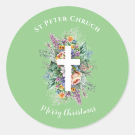 Einfache Taufe Frohe Weihnachten individuelle Name Runder Aufkleber